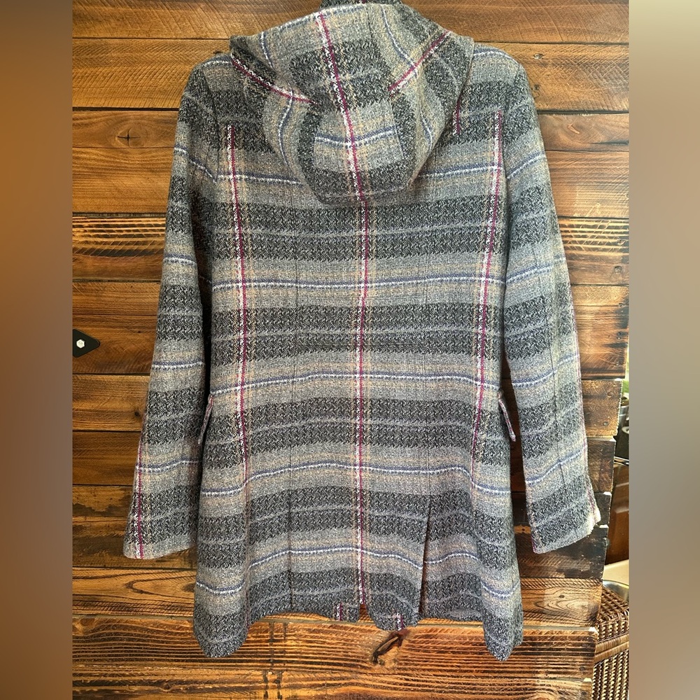 Tommy Hilfiger Women's Wool Blend‎ Hooded Plaid Coat Size Small - Picture 2 of 12